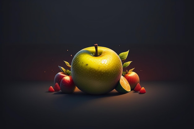 Still life apple fruit creative poster cover banner wallpaper background design art