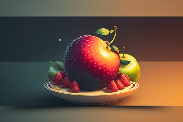 Still life apple fruit creative poster cover banner wallpaper background design art