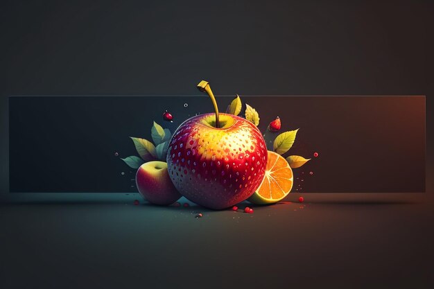Фото Натюрморт яблоко фрукты творческий обложка плаката баннер обои фон дизайн искусство