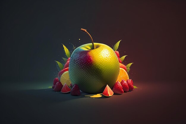 Photo still life apple fruit creative poster cover banner wallpaper background design art