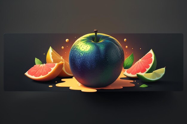 Still life apple fruit creative poster cover banner wallpaper background design art