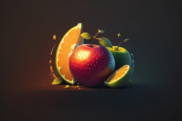 Still life apple fruit creative poster cover banner wallpaper background design art