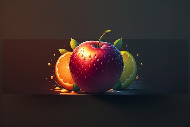 Still life apple fruit creative poster cover banner wallpaper background design art