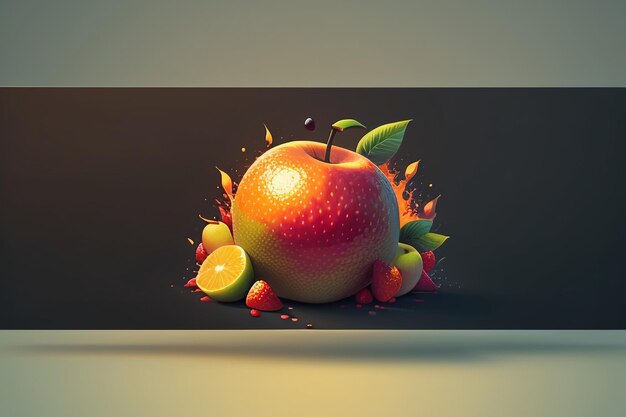 Still life apple fruit creative poster cover banner wallpaper background design art