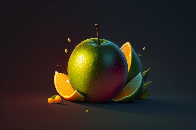 Still life apple fruit creative poster cover banner wallpaper background design art