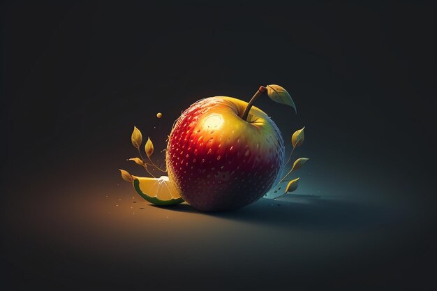 Still life apple fruit creative poster cover banner wallpaper background design art