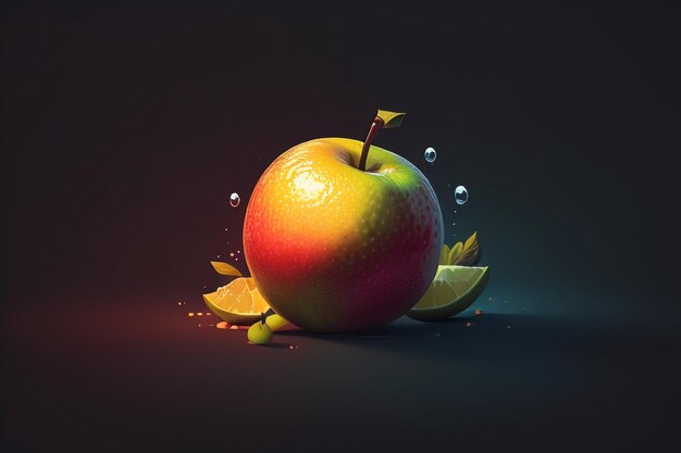 Still life apple fruit creative poster cover banner wallpaper background design art