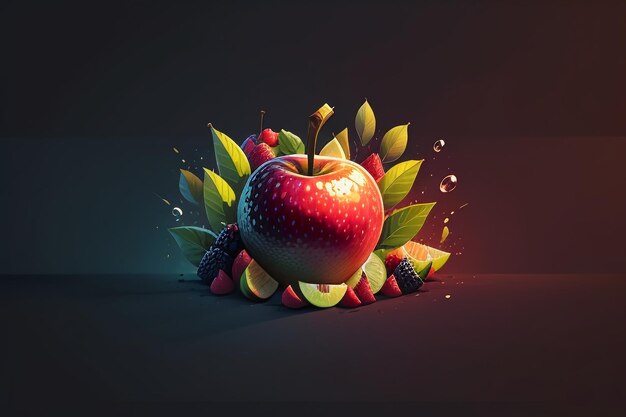 Still life apple fruit creative poster cover banner wallpaper background design art