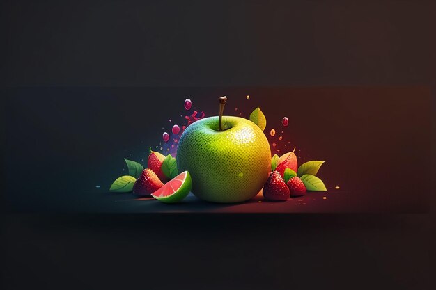 Натюрморт яблоко фрукты творческий обложка плаката баннер обои фон дизайн искусство