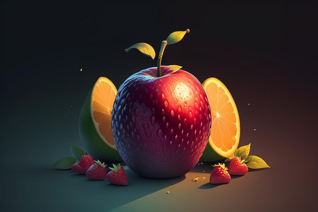 Still life apple fruit creative poster cover banner wallpaper background design art