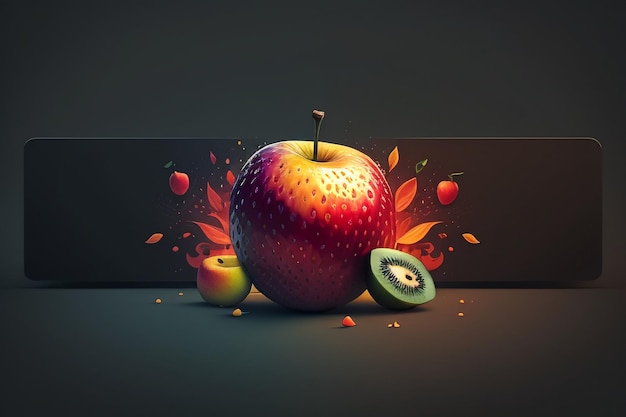 Still life apple fruit creative poster cover banner wallpaper background design art