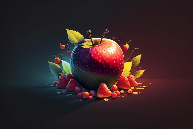 Still life apple fruit creative poster cover banner wallpaper background design art