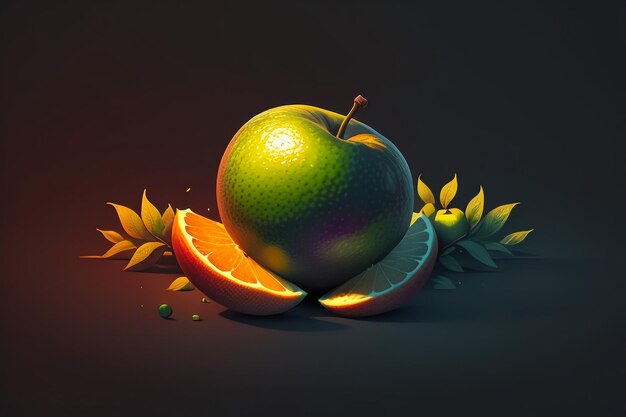 Still life apple fruit creative poster cover banner wallpaper background design art