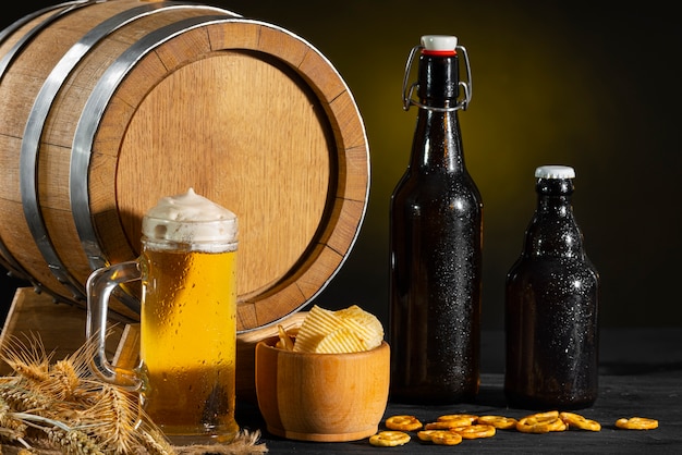 Photo still life of beer brewing elements