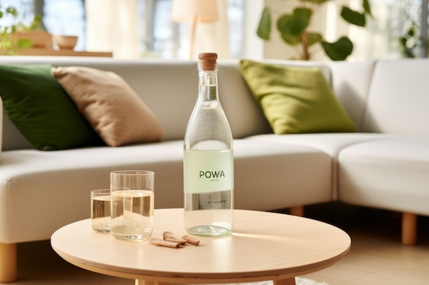 Still life of a bottle of water on a table