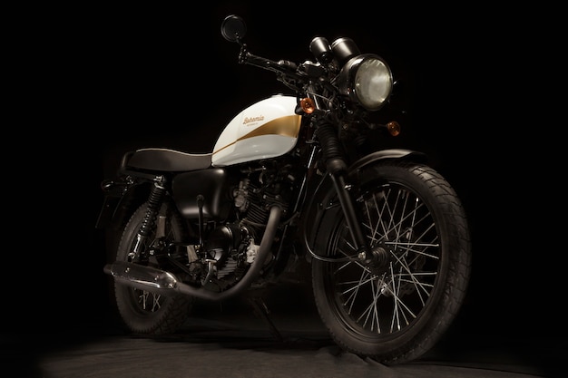 still life of cafe racer style motorbike