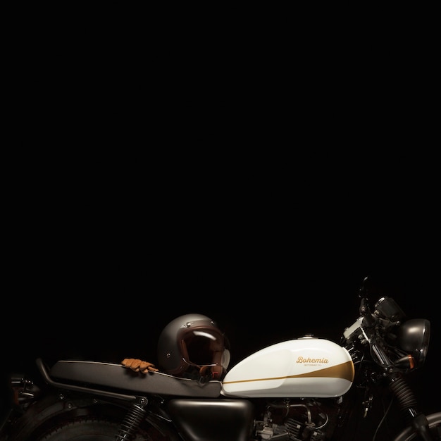 Photo still life of cafe racer style motorbike