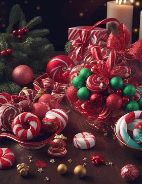 still life of Christmas candy wallpaper