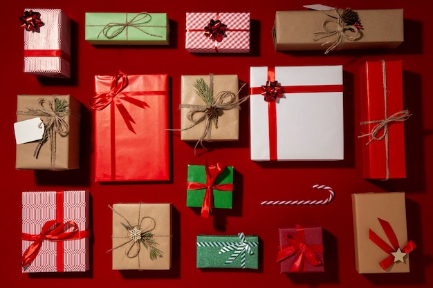 Photo still life of christmas gift boxes