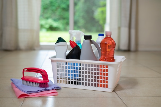 Photo still life of cleaning tools