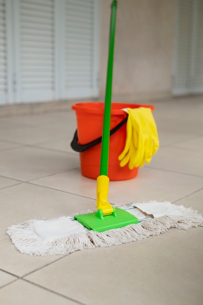 Photo still life of cleaning tools