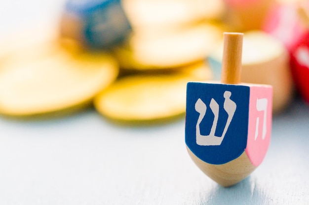 A still life composed of elements of the Jewish Chanukah/Hanukkah festival.