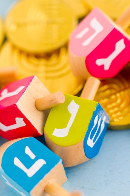 A still life composed of elements of the Jewish Chanukah/Hanukkah festival.