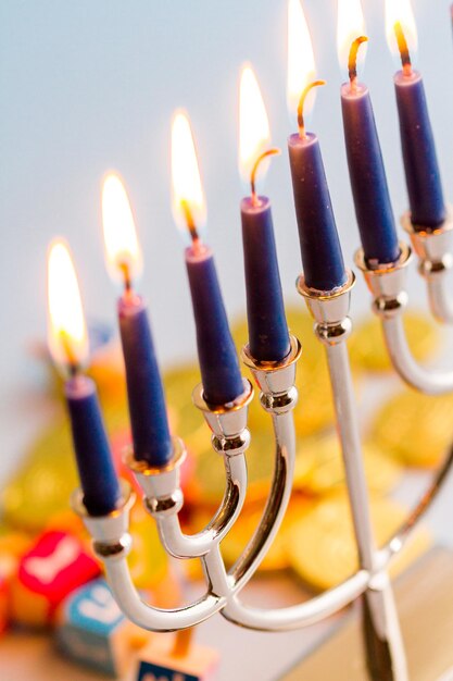 A still life composed of elements of the Jewish Chanukah/Hanukkah festival.