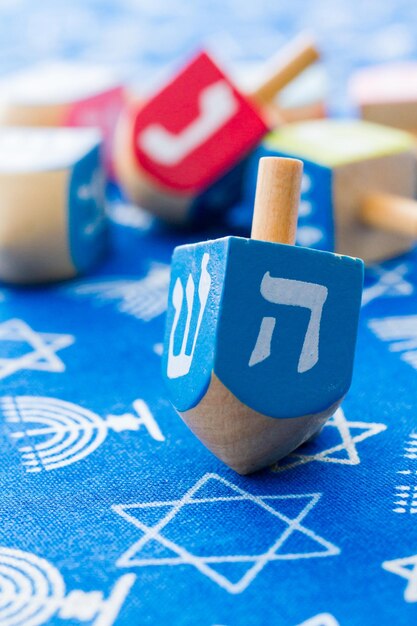 A still life composed of elements of the Jewish Chanukah/Hanukkah festival.