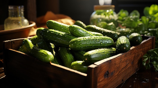 still life of cucumbers and cucumbers in the basket