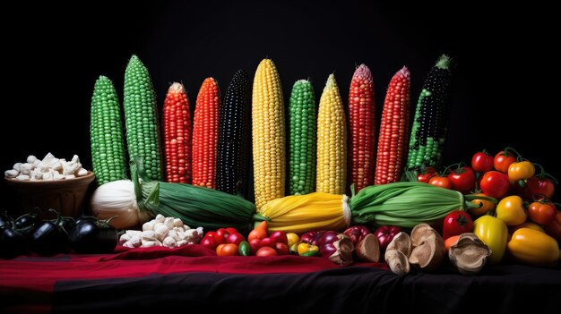 Still life of different Mexican food ingredients