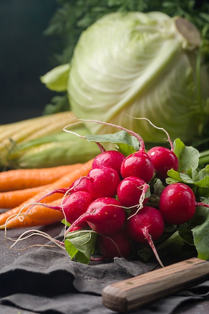 Still life of different vegetables