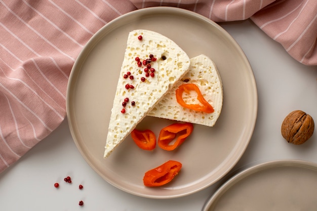 Still life of fresh cheese