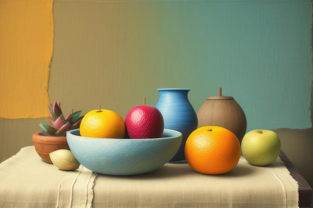 A still life of fruit on a table