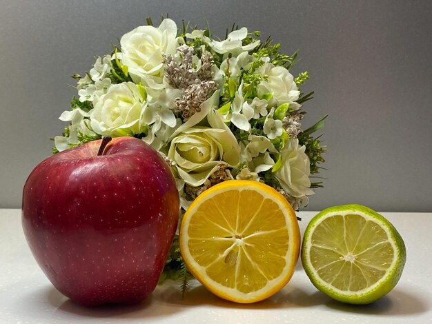 Still life of fruits and flowers