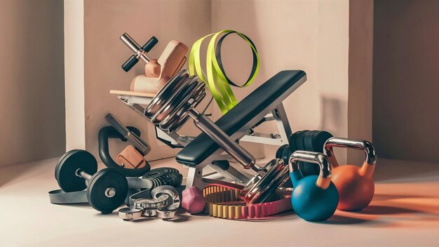 Still life of gym equipment