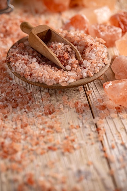 Still life of Himalayan pink salt