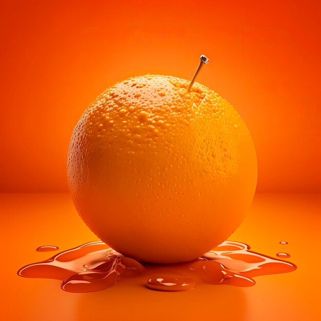 Still life illustration with creative unusual orange isolated on orange background Creative style