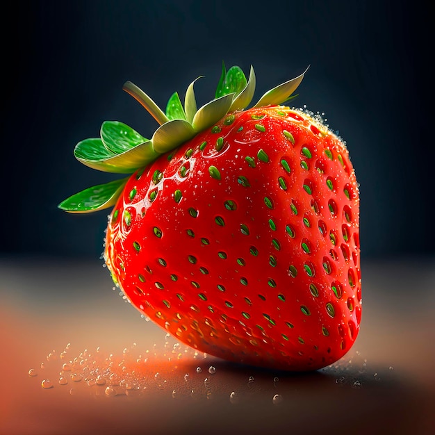 Still life illustration with strawberry on the dark background Vintage style