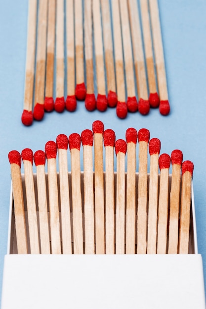 Still life of matches out of the box