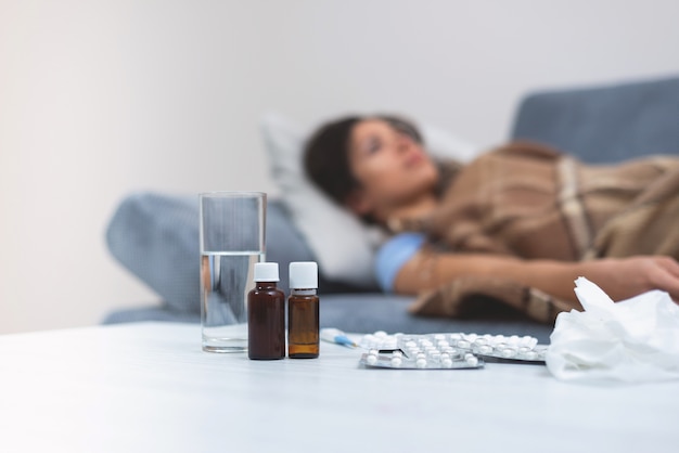 Still life of medicines on the bedside table