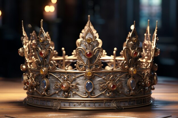 王室を象徴する中世の王冠の静物