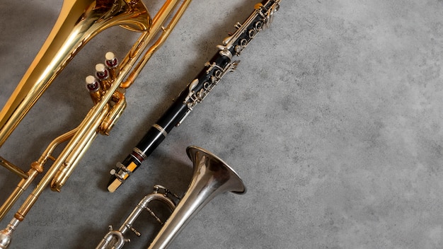 Фото still life of wind instrument for world music day