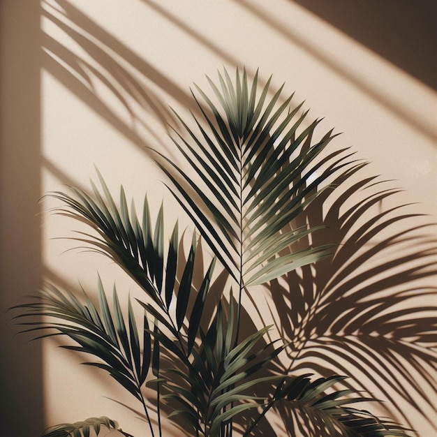 still life of palm tree branches on a pastel colored wall 10