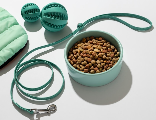 Still life pet accessories assortment