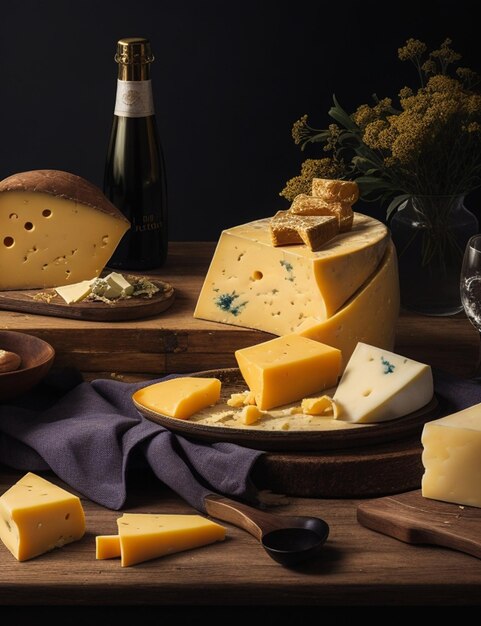 still life of Photo delicious pieces of cheese wallpaper