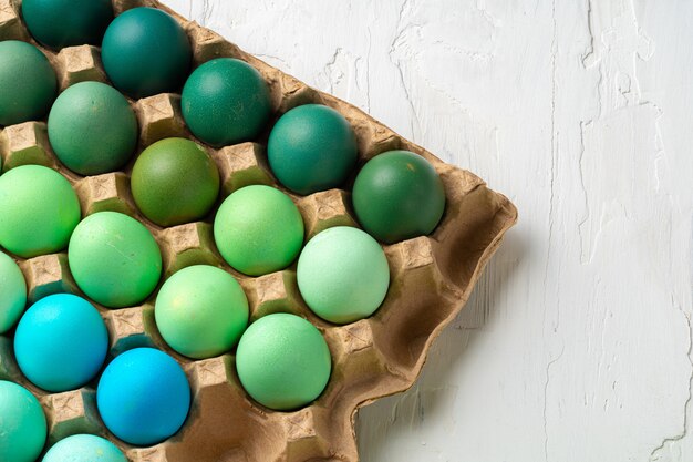 Still life photo of lots of colourful  Easter eggs