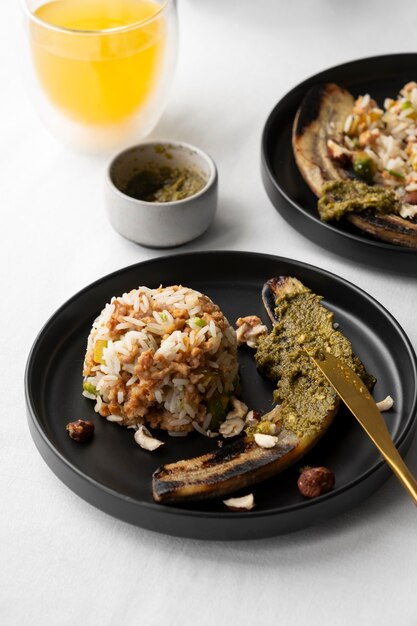 Photo still life of recipe with plantain banana