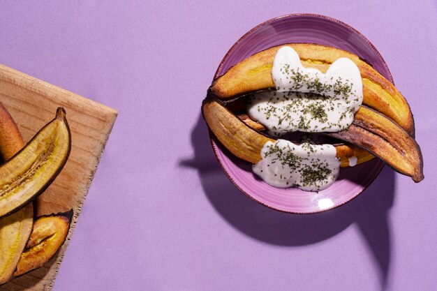 Photo still life recipe with plantain