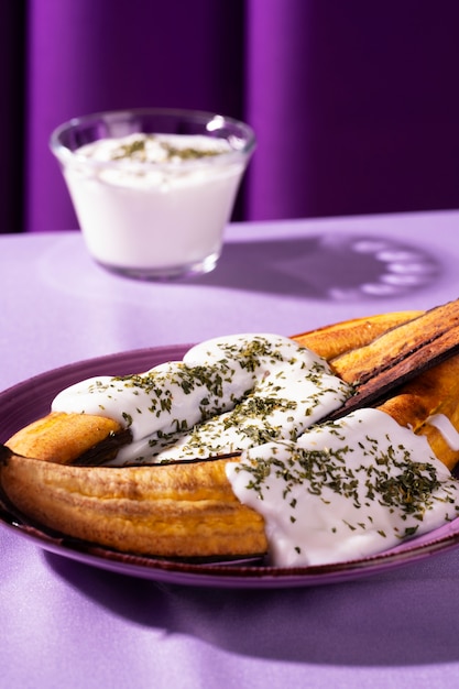 Photo still life recipe with plantain